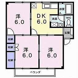 ハイツルーラル1 3DKの間取図画像