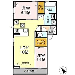 プルミエール和泉 2LDKの間取図画像