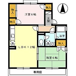 ルミエール・ド・エストC 2LDKの間取図画像