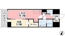 ルミナス勝山東 1LDKの間取図画像