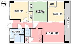 パークヒルズ道後 3LDKの間取図画像