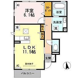 ヴェルドミール・ユウ 1LDKの間取図画像