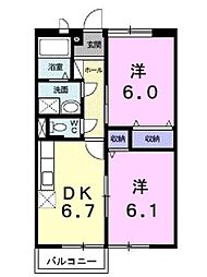 シャルマン牛渕B 2DKの間取図画像