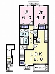 ソレイユK枝松C 2LDKの間取図画像