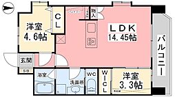 パグロ東署前 2LDKの間取図画像