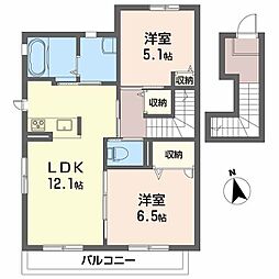 クレセオ・サクラA 2LDKの間取図画像