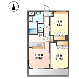 パークサイド富久 2LDKの間取図画像