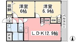 モナーク余戸 2LDKの間取図画像