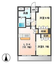 サンライズ・M 2LDKの間取図画像