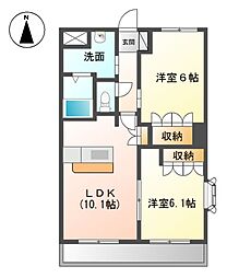 サンライズ・M 2LDKの間取図画像