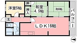 空港中央ビル 3LDKの間取図画像