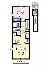 プラシード小坂A 1LDKの間取図画像