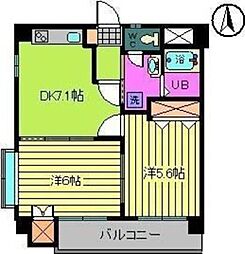マリンパレット2 2DKの間取図画像