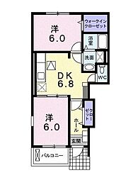 アルクトルースB 2DKの間取図画像