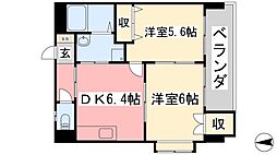 プランドール 2DKの間取図画像