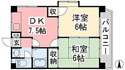 カーサみやび 2DKの間取図画像