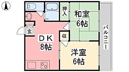 ハイツ南松山 2DKの間取図画像