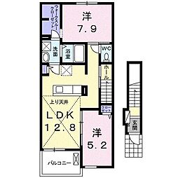 CasaCamellia松山インター1 2LDKの間取図画像