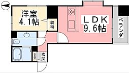ヴァレーレ県庁前 1LDKの間取図画像