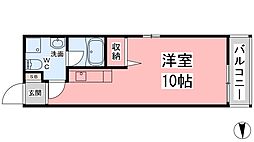 ラッキー味酒ハイツ ワンルームの間取図画像