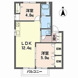 ビバーラ石井A 2LDKの間取図画像