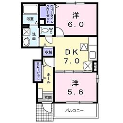 メイクロード 2DKの間取図画像