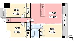 永田祝谷ビル 3LDKの間取図画像