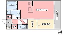 A&M朝生田B 1LDKの間取図画像