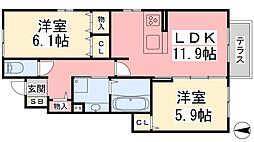 エクレール双葉 2LDKの間取図画像