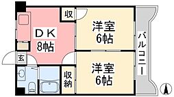第79杉フラット 2DKの間取図画像