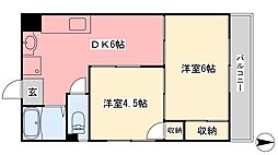 日野林ビル 2DKの間取図画像