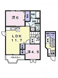 レジデンス淡路A 2LDKの間取図画像