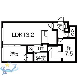 レブニーズザ・レジデンス二十四軒セカンド 2LDKの間取図画像