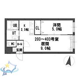 グランメール北11条 1LDKの間取図画像