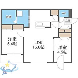 Lumiere Kotoni 2LDKの間取図画像