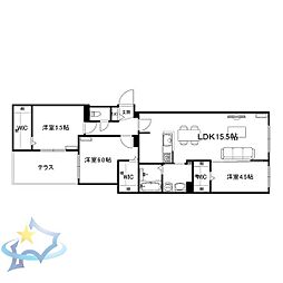 札幌市中央区南十条西13丁目マンション 3LDKの間取図画像