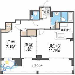 円山ザ・レジデンス 2LDKの間取図画像