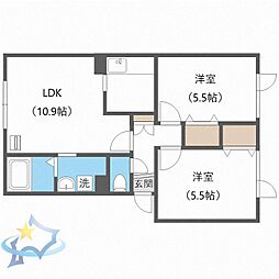 エナージ山鼻 2LDKの間取図画像