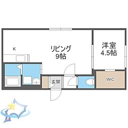 札幌市中央区南十二条西14丁目アパート 1LDKの間取図画像