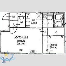 札幌市電2系統 西線11条駅 徒歩2分の賃貸マンション 2階1LDKの間取り