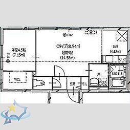 札幌市中央区南十二条西14丁目アパート 1LDKの間取図画像