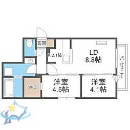 札幌市中央区南十五条西8丁目マンション 2LDKの間取図画像