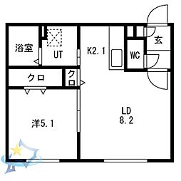 札幌市中央区南十九条西8丁目マンション 1LDKの間取図画像