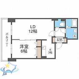 ティアラタワー中島倶楽部 1LDKの間取図画像