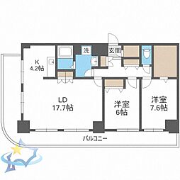 ティアラタワー中島倶楽部 2LDKの間取図画像