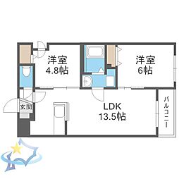 札幌市中央区南七条西16丁目マンション 2LDKの間取図画像