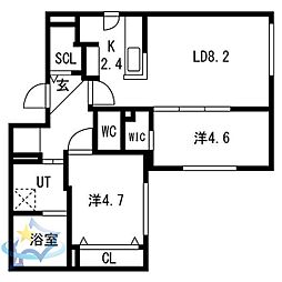 札幌市西区西野一条5丁目マンション 2LDKの間取図画像