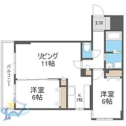 ラディア山鼻 2LDKの間取図画像