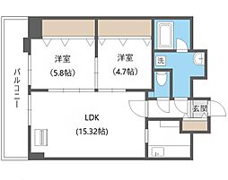 TEADA北4条 2LDKの間取図画像
