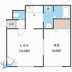 ルミエール発寒3-5 1LDKの間取図画像